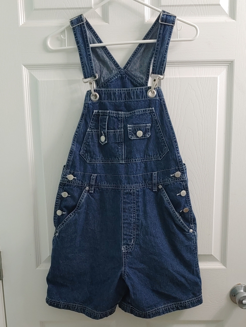Vintage 90s St. John's Bay Denim Overalls Women's Short Bibs Dark Wash Size M